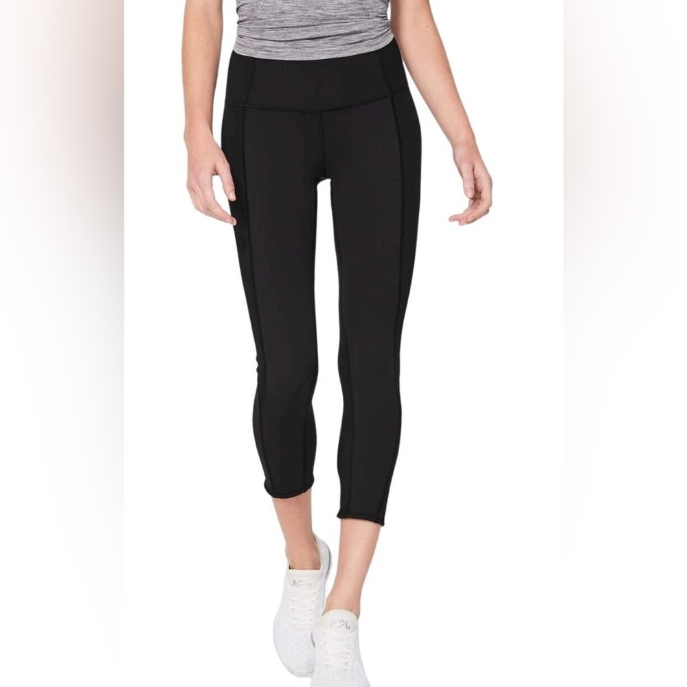 Lululemon On Your Mark Crop Leggings Black 23" W6AJFS Women’s Size 6 Ribbed Trim